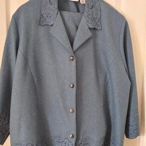 Women's  Alfred Dunner Teal blue/gray jacket and pants Size 20